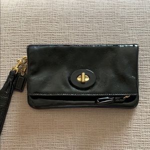 Coach Resort Black Patent Op-Art Wristlet